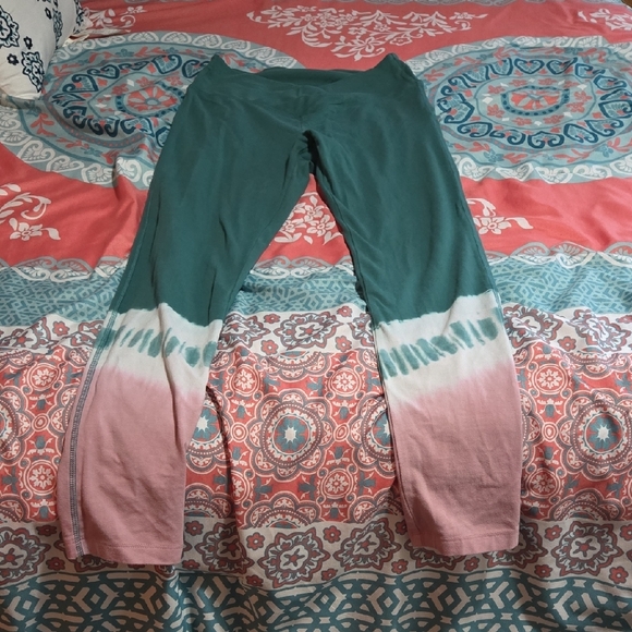 PINK Victoria's Secret Pants - PINK Victoria's Secret Green and Pink Tie-Dye Leggings